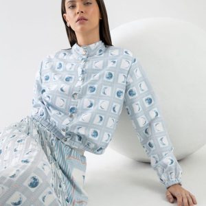 Bomber Cropped Estampado Meia Gola